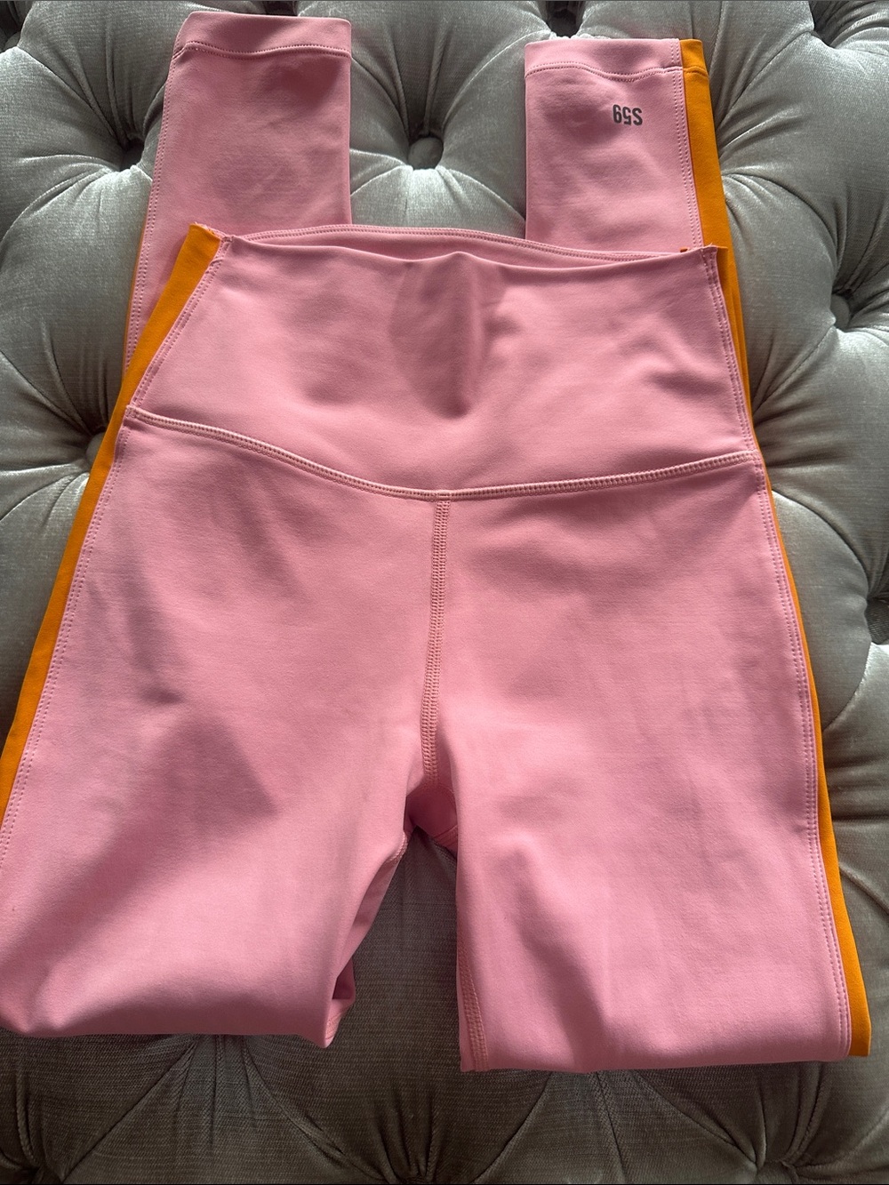 Splits59 Pink Leggings with Orange Side Stripe
